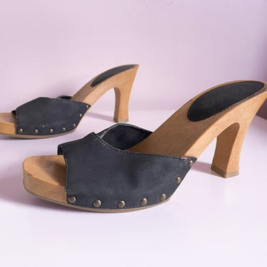 Vintage ‘90s Y2K Candie’s mules | black high heel sandals, fits 7.5B 