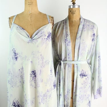 90s Oscar De la Renta Peignoir Set / Two piece set / Vintage Lingerie / Size XL/XXL 