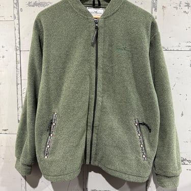 Vintage wintergreen Green Polartec Full zip  Fleece Jacket Green Trim Mens Small 