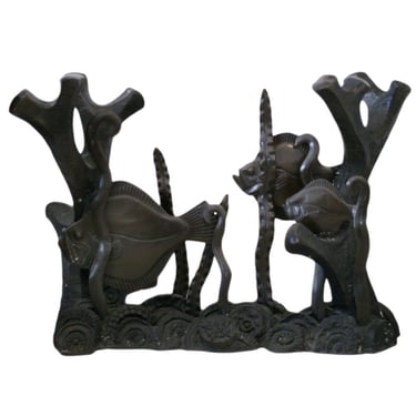 Aquatically Themed Bronze Console Table Base by Phyllis Morris 