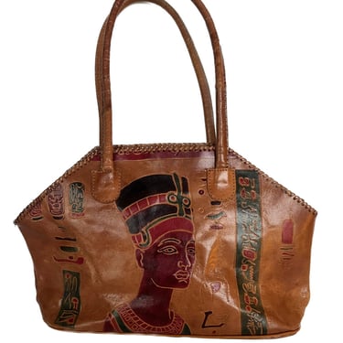 Nefertiti Leather Handbag, Leather Egyptian Purse,  Ancient Egypt Inspired Bag, Queen Nefertiti Purse, Queen of Egypt, Hieroglyphics Purse 