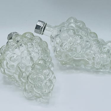 Vintage Pair (2)  Clear Glass Bottle Shaped Like Grapes Italy-Perfect for vinegar or decorator piece 6