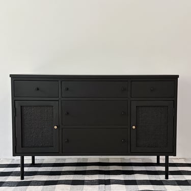 Solid maple modern black sideboard with black cane doors-no shipping on this piece VA pick up 