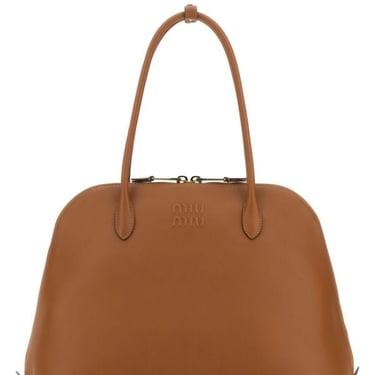 Miu Miu Woman Caramel Leather Shopping Bag