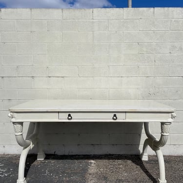 Antique Writing Desk X Base Vintage Regency Italian Carved Wood Vanity Table Office Furniture CUSTOM PAINT Avail 