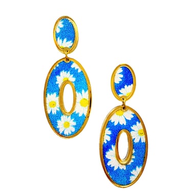 Sample Sale Blue Floral Oval Daisy Print