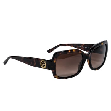 Tory Burch - Brown and Black Tortoise Rectangle Sunglasses