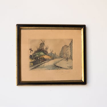 Rue Lepic Montmartre Tinted Etching | Dated 1928
