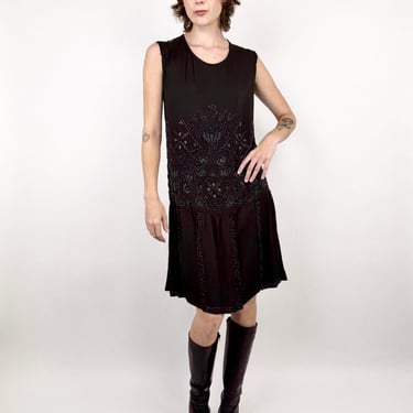 Midnight Shimmer Beaded 20s Dress