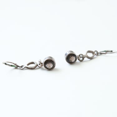 90s Smoky quartz sterling silver earrings 