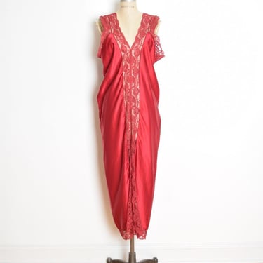 vintage 70s dress nightgown Holly Lueders silk lace cocoon lingerie gown red clothing 