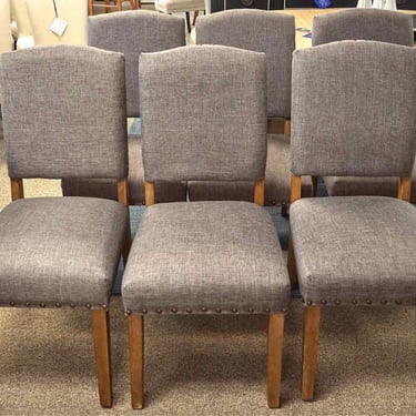 Set of 6 Grey Heather Parsons Dining Chairs on Driftwood Finish Legs