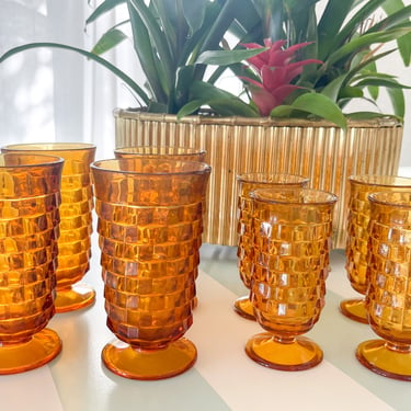Set of Eight Amber Sunset Glassware