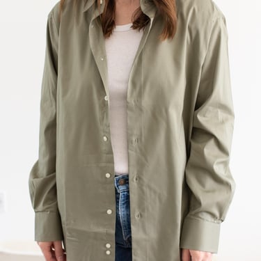 Vintage Sage Green Long Sleeve Shirt | Unisex Joe Abboud Lightweight Cotton Blend Oxford Blouse Studio Workwear | M | 