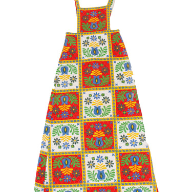 1970s Lanz Original Quilted Apron Dress