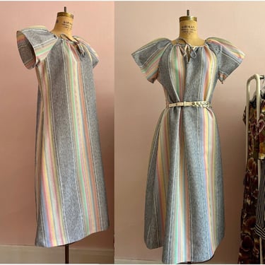 1970's Size 16/18 Canvas Striped Day Dress 