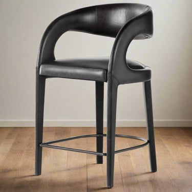 Four Hands Townsend Hawkins Sanoma Black Leather Bar Stool FFE258-297