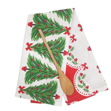 Retro Christmas Tree Towel, Vintage Inspired Christmas Towel 