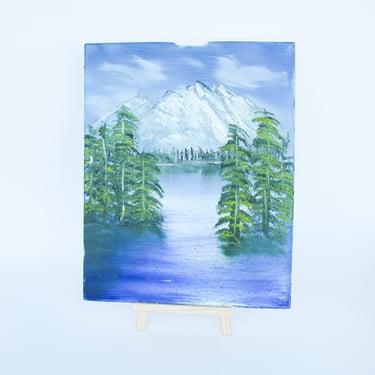 Vibrant Mt Hood Mountainscape Painting with Lake Unsigned 