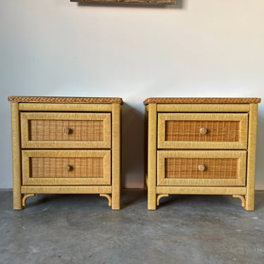 Vintage Henry Link Two Drawers Nightstands - a Pair 