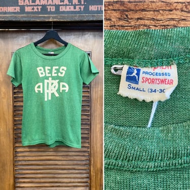 Vintage 1950’s “Champion” Green Durene Athletic Team “Bees” Jersey T-Shirt, 50’s Tee Shirt, Vintage Clothing 