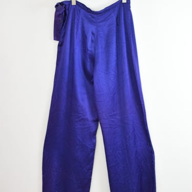 1940s Indigo Blue Satin Pajama Pants | P XS 