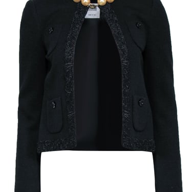 Moschino Cheap & Chic - Black Cropped Blazer w/ Pearl Neckline Sz 4