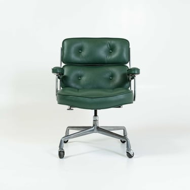 Eames Time Life Lobby Chair in Midnight Green Aniline Leather 