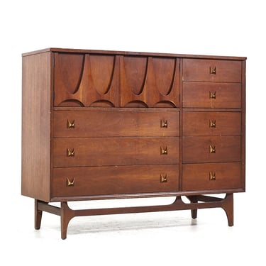 Broyhill Brasilia Mid Century Walnut Magna Highboy Dresser - mcm 