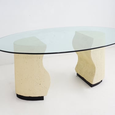 Stone Base Dining Table, 1980s 
