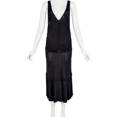 Azzedine Alaia Vintage SS 1988 Black Paneled Plunging Drop Waist Dress