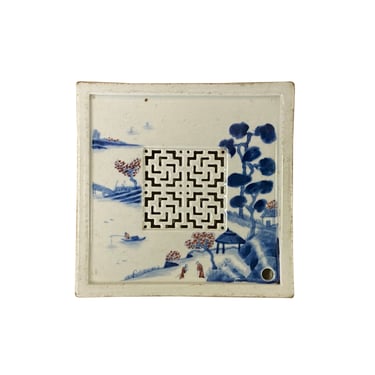 Chinese Blue White Scenery Porcelain Coaster Stand Soap Holder ws2302E 