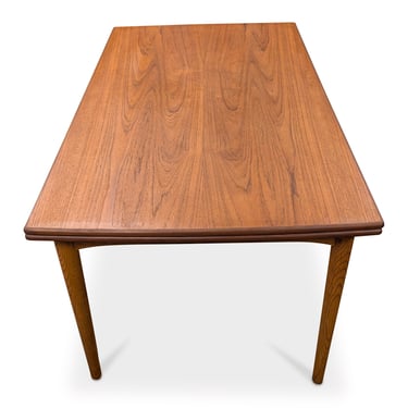 Curved Edge Teak Dining Table w 2 Hidden Leaves - 0525610