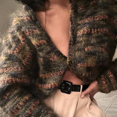vintage fuzzy oversized mohair cable knit sweater 