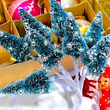 VINTAGE: 8 Mercury Glass Chenille Christmas Tree Picks - Christmas Crafts, Corsage, Millinery, Crafts - SKU 