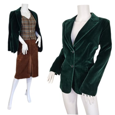 Koret 1970's Emerald Green Cotton Velvet Blazer I Sz Med I Marc Bolen I Suit Coat I Jacket 