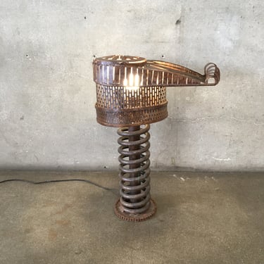 Vintage Industrial Solid Steel Artist Made Table Lamp