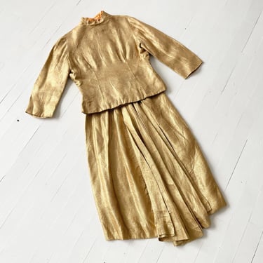 1960s Gold Lame Two Piece Set 