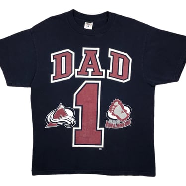 Vintage 90s Colorado Avalanche Hockey “#1 Dad” Big Print NHL Graphic T-Shirt Size Large 