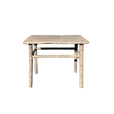 Rustic Raw Bleach White Wash Wood Rectangular Console Side Table ws4464E 