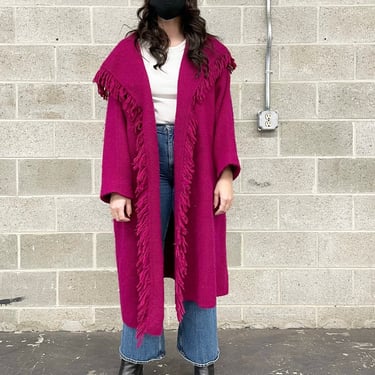 Vintage 80s Cropped Deep V Cardigan Sweater Fuchsia Pink Sweater ...