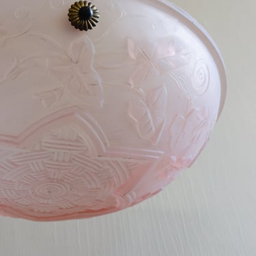 art deco french pink glass hanging light