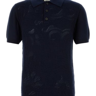 Etro Men Dark Blue Cotton Polo Shirt