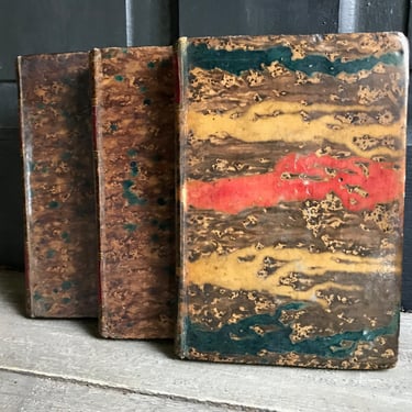 1860s Portuguese Leather Book Set, Um Ano na Corte, João de Andrade Corvo, Romantic Historical Fictional Novel, Antiquarian Collection 