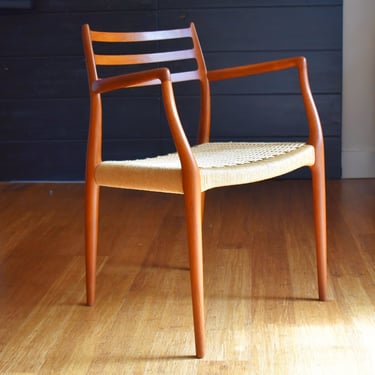 Single J.L. Moller model 62 "Carver" chair in teak and papercord 