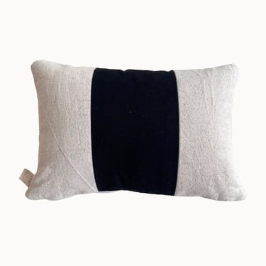 Cotton Hemp Moroccan Lumbar Pillow | Black Stripe