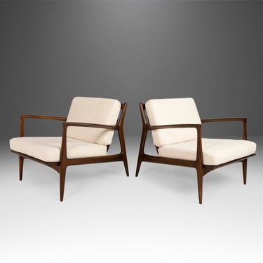 Set of Two (2) 'Blade' Lounge Chairs / Low Profile Armchair by Ib Kofod-Larsen for Selig, Denmark, c. 1950's 