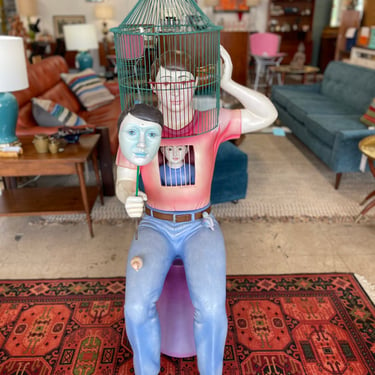 Ceramic Boy In Bird Cage by Sergio Bustamante, Signed, Numbered 10/50