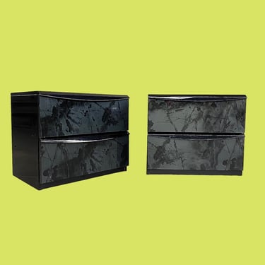 LOCAL PICKUP ONLY ———— Vintage Lacquered Nightstands ———— Set of 2 