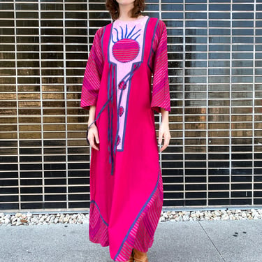 Fuchsia 70's Mexican Folk Dress